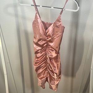 AX Paris Pink Strappy Ruched Mini Bodycon Dress
